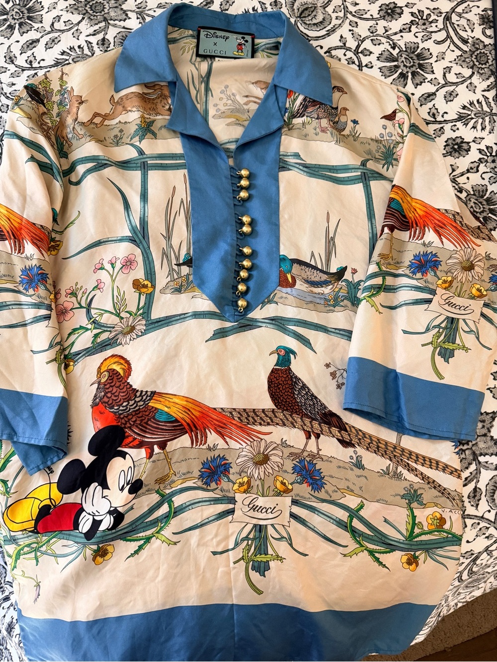 Gucci x Disney Cream & Blue Printed Women’s silk Shirt